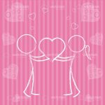 Abstract Love Background with Boy and Girl in Sketch Style